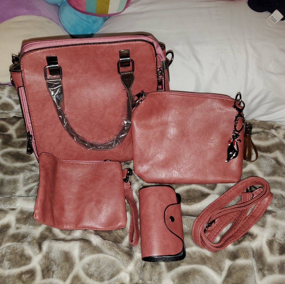 5 for $25 | NWOT Pink Handbag, Crossbody Bag, Wristlet, & Wallet Set *Minor Flaw - Picture 2 of 14